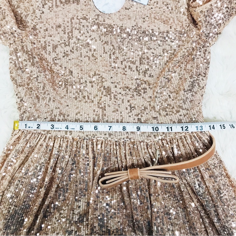 ANTONIO MELANI x Nicola Bathie Rose Gold Sequin Maxi Dress Feather Formal Size 2 - Picture 14 of 14